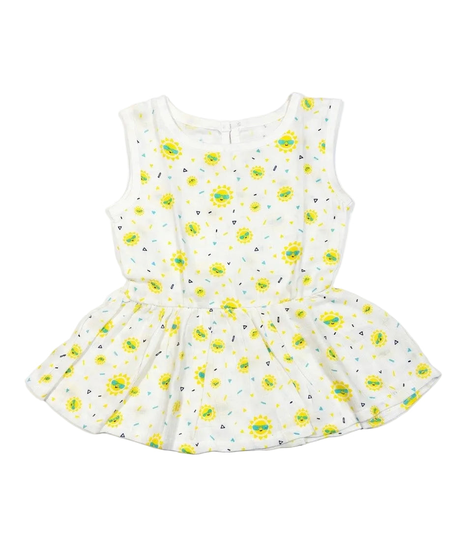 organic muslin baby frock sunny days print by coconest kids coconest