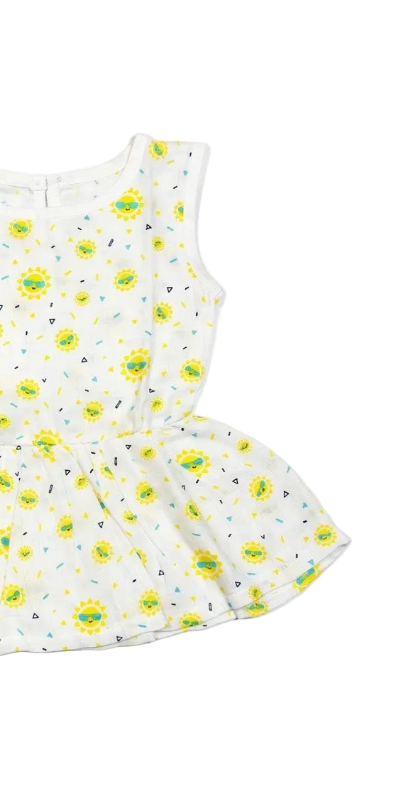 organic muslin baby frock sunny days print sleevless by coconest kids coconest