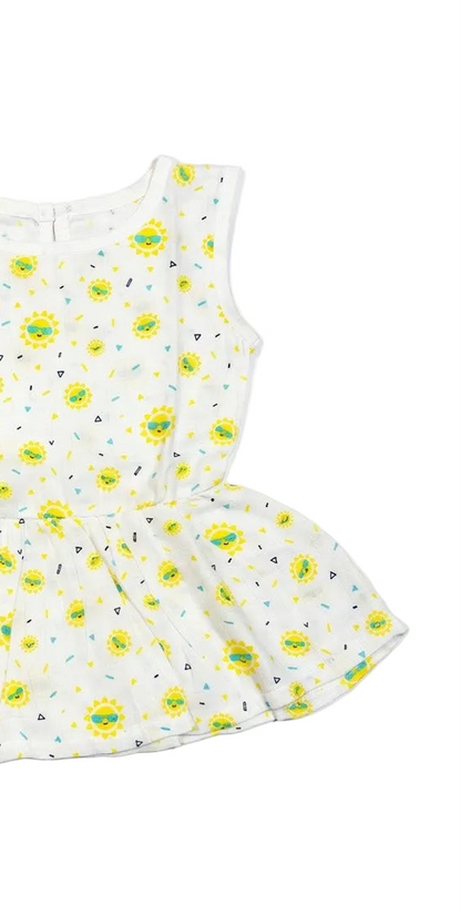organic muslin baby frock sunny days print sleevless by coconest kids coconest