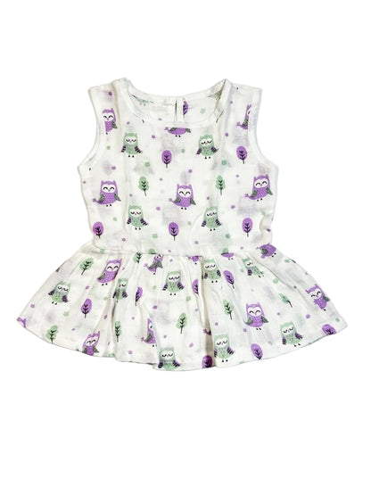 organic muslin baby toddler frock night owl print by coconest kids coconest