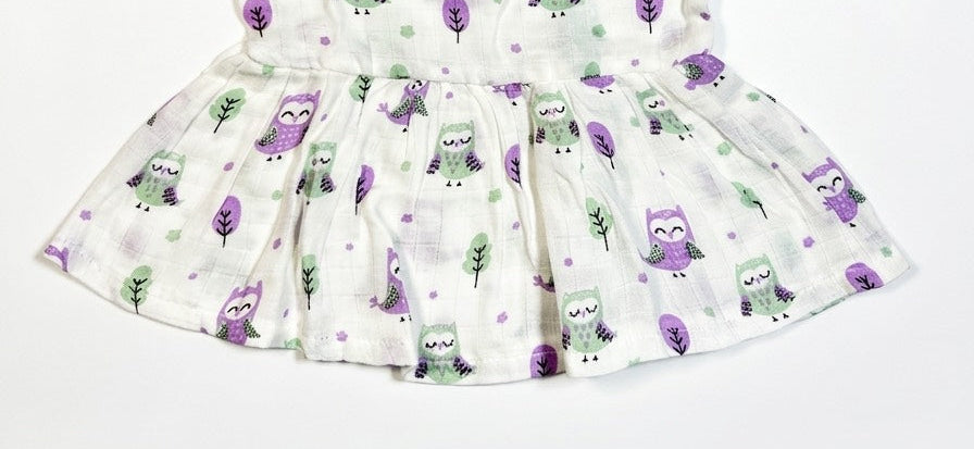 organic muslin baby toddler frock night owl print fall by coconest kids coconest