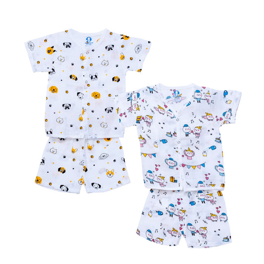 Muslin Jhabla Short Set- (Pack of 2) - Coconest Kids 